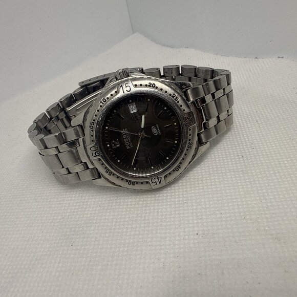 Fossil AM3198 Men's Blue/Black Dial Silver Stainless Steel Quartz Watch Date - Picture 11 of 16